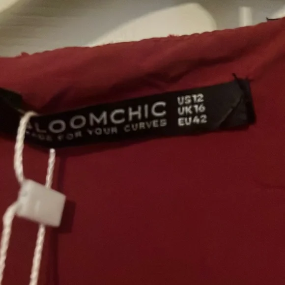 Elegant Embroidered Sequined Red Dress with Ruffle Hem - Picture 4 of 7